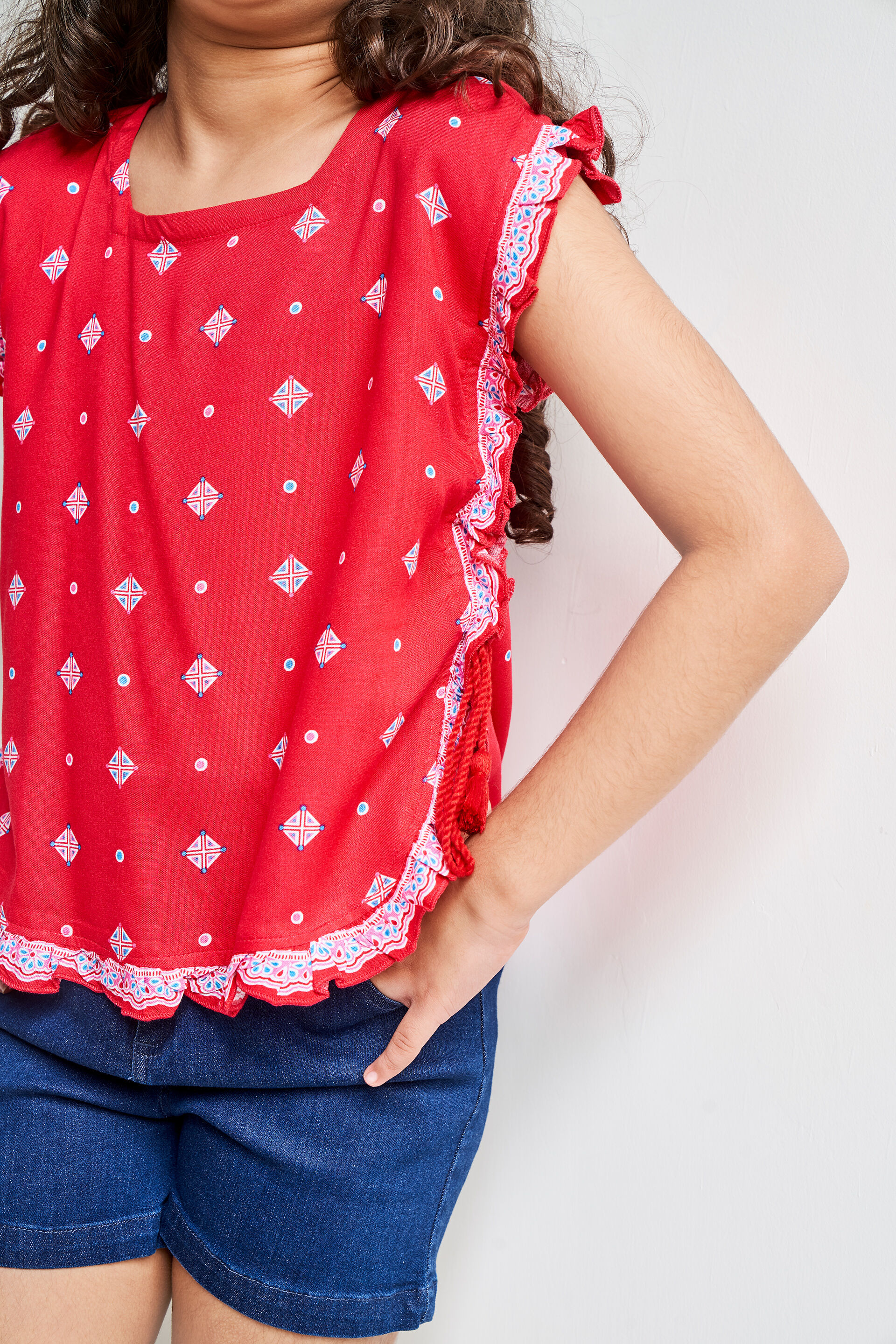 Pink Geometric Straight Top, Pink, image 6